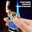New Lighter With Electric Watch Rocker Arm Automatic Ignition Straight Blue Flame Lighter Creative Real Dial Inflatable Windproof Cigar Lighter Men's Watch Gift