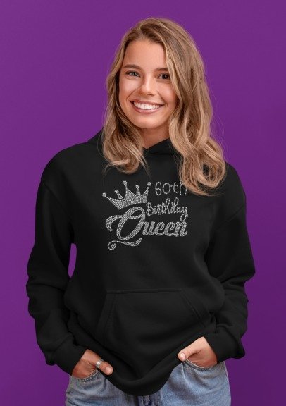 60th Birthday Queen - Rhinestone Apparel (Any Year)