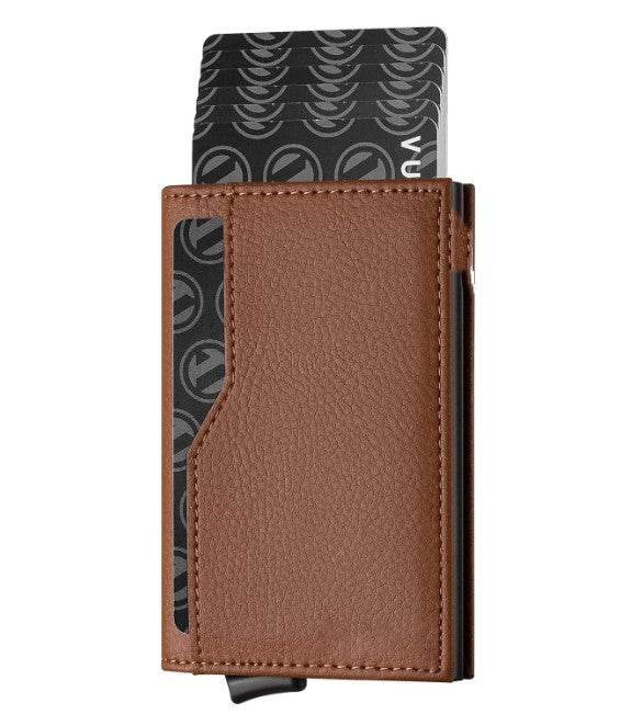 Credit Card Case With Double Id Window Rfid Blocking Automatic Leather Up Card Wallet