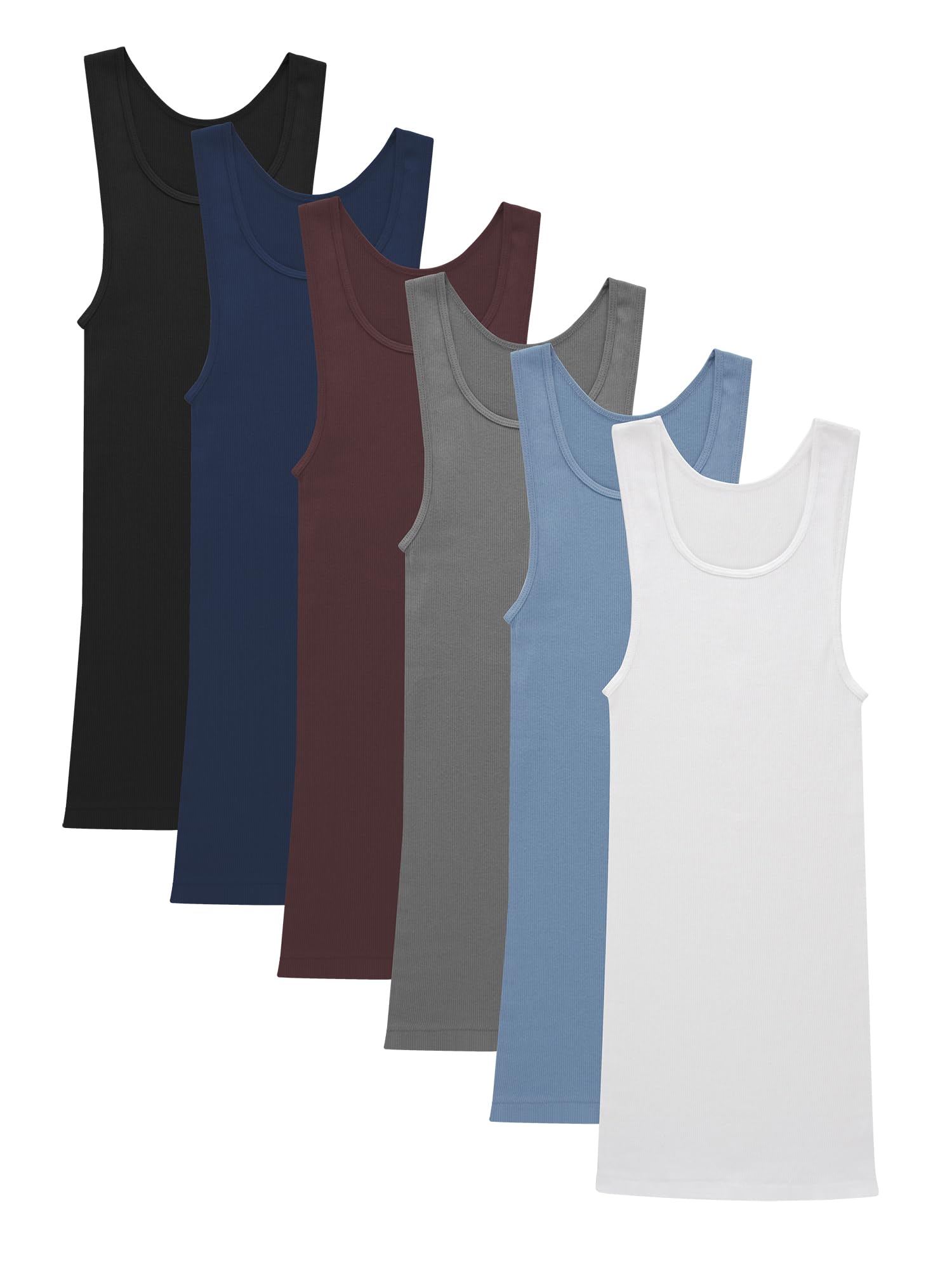 Hanes Men’s Ribbed Tank, Cotton Undershirt Tank, 6-Pack, Assorted, Size Small 🍁 All In One Marketplace Canada