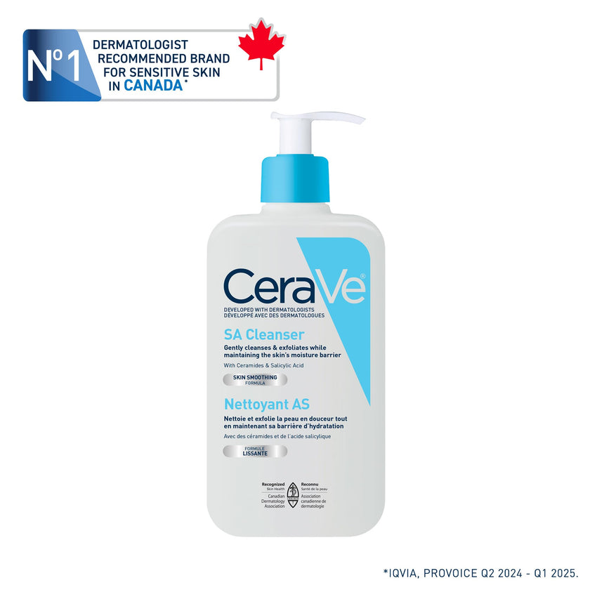 CeraVe Salicylic Acid Face Wash, Exfoliating Face & Body Gel Cleanser, Smooths Rough & Bumpy Skin, with Hyaluronic Acid, Niacinamide & Vitamin D, Fragrance-Free, Recommended by Dermatologists, 237mL 🍁 All In One Marketplace Canada