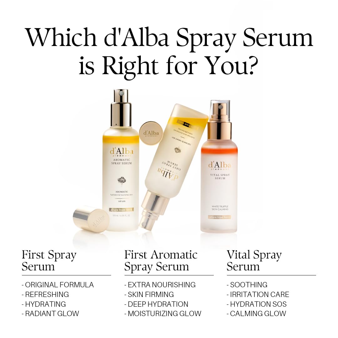 [2 Bottles] d'alba Piedmont Italian White Truffle First Spray Serum 100ml*2 Bundle, Vegan Skin Care, Hydrating Face Moisturizer, Glow Serum for Radiant Skin, Non Comedogenic, All In One Mist, Korean skincare, (100ml*2, Total 200ml)