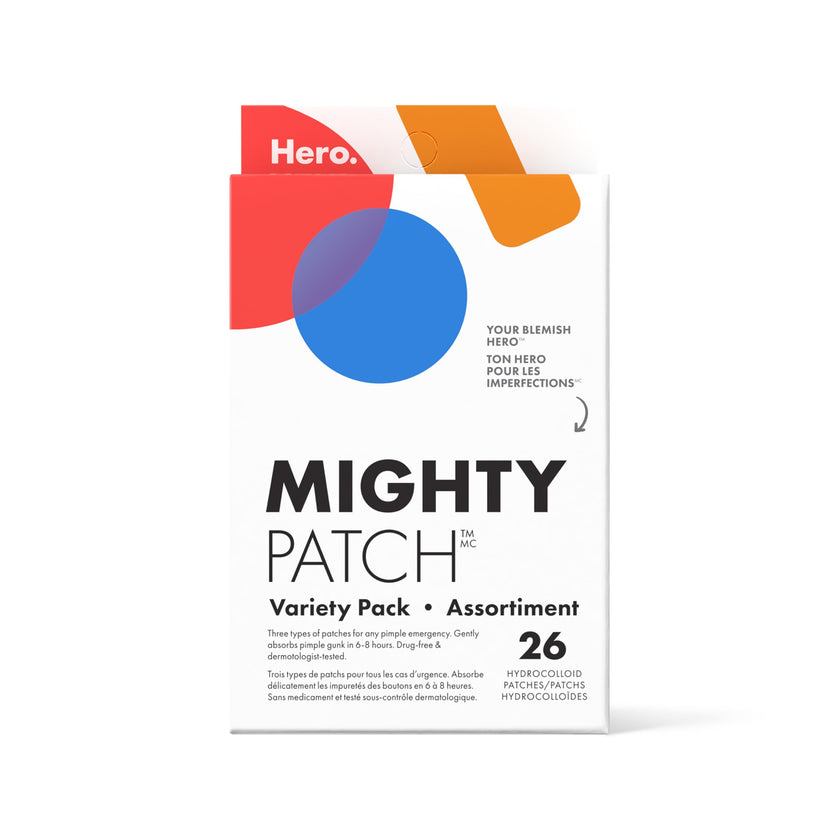 Hero Cosmetics Mighty Patch Variety Pack – Hydrocolloid Patches for Pimples on the Face and Body, Day and Night Acne Patches for Blemishes, 26 Count 🍁 All In One Marketplace Canada