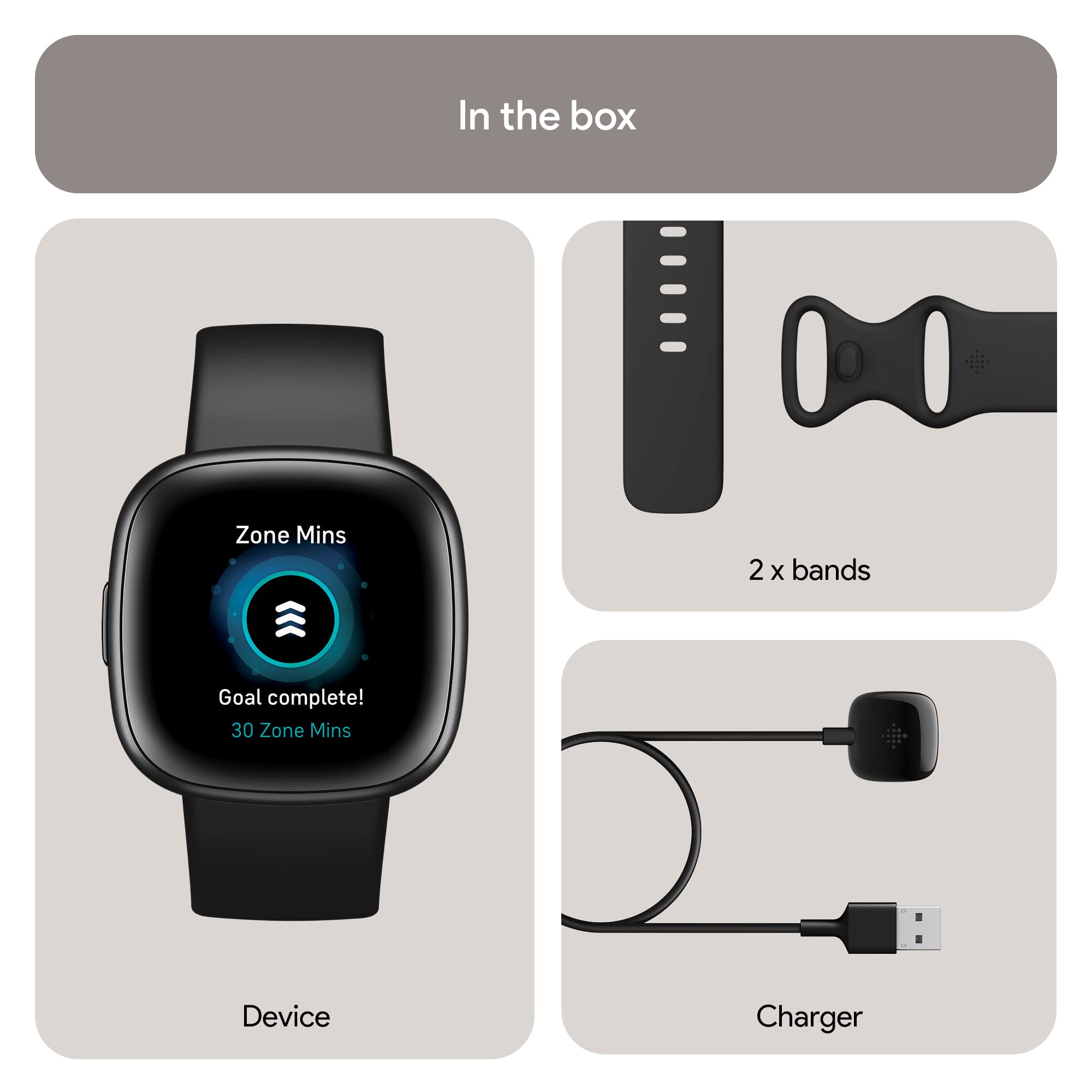 Google Fitbit Versa 4 Fitness Smart Watch for Men and Women with Daily Readiness, Gps, 24/7 Heart Rate, 40+ Exercise Modes, Sleep Tracking and More, Black/graphite, One Size (S and L Bands Included 🍁 All In One Marketplace Canada