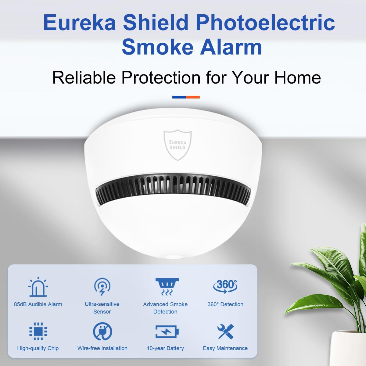 10-Year Battery Smoke Detector for Home | 85dB Fire Alarm, Military-Grade Photoelectric Sensor Reduces 70% False Alarms | Passed CE/ULC Tests | Easy Install (Adhesive/Screws) (1) 🍁 All In One Marketplace Canada