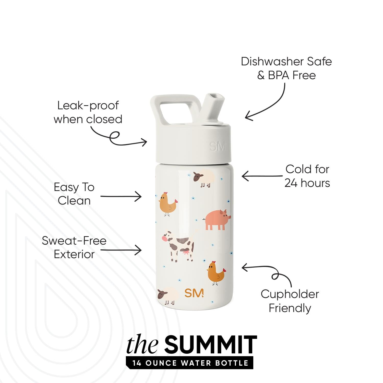 Simple Modern Kids Water Bottle & Toddler Cup | 14oz | Farm Animals 🍁 All In One Marketplace Canada