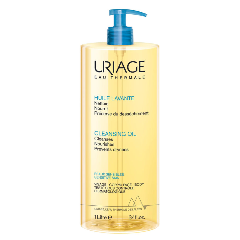 Uriage Cleansing Soothing Oil - Face & Body Daily Cleanser & Shower Oil With Glycerin & Ceramides - Whole Family Format, Babies, Children & Adults - Sensitive Skin - Soap-Free, Fragrance-Free - 1L 🍁 All In One Marketplace Canada