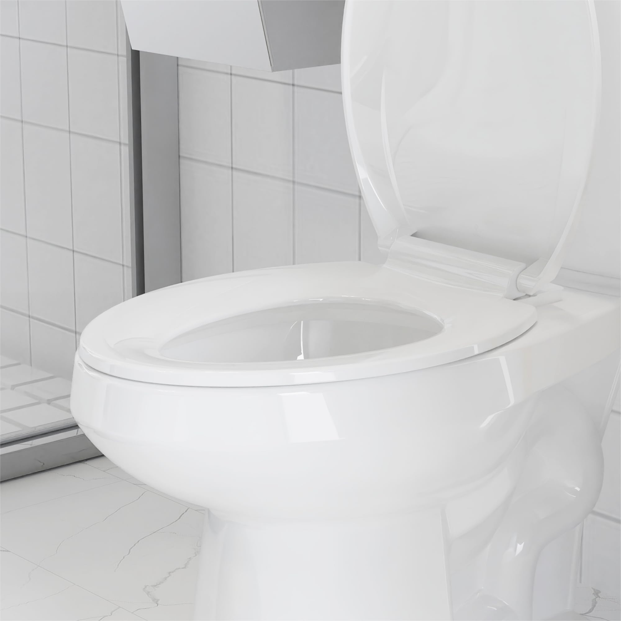 White Elongated Toilet Seat, Slow Close Toilet Cover Seat for Easy Clean and Stain-Resistant, Plastic Toilet Seat with Cover, Quick-Release Hinges and Quick-Attach Hardware 🍁 All In One Marketplace Canada