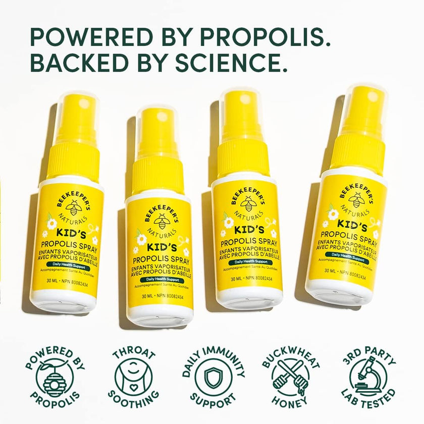 BEEKEEPER'S NATURALS Propolis Throat Spray for Kids - Made with 77mg Bee Propolis Extract - Natural Immune Support & Sore Throat Relief - Has Antioxidants & Gluten-Free (1.06 oz) 🍁 All In One Marketplace Canada