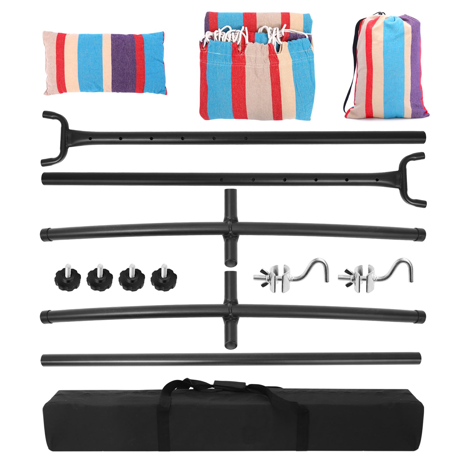 Hammock with Stand, Ohuhu Double Hammock with Space Saving Steel Stand & Pillow 2 Person Hammocks with Portable Carrying Bag for Camping Garden Patio Indoor Use Gift for Birthday, Tropical 🍁 All In One Marketplace Canada