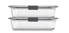 Rubbermaid 2118315 Brilliance Glass Storage 8-Cup Food Containers with Lids, 2-Pack (4 Pieces Total), BPA Free and Leak Proof, Large, Clear 🍁 All In One Marketplace Canada