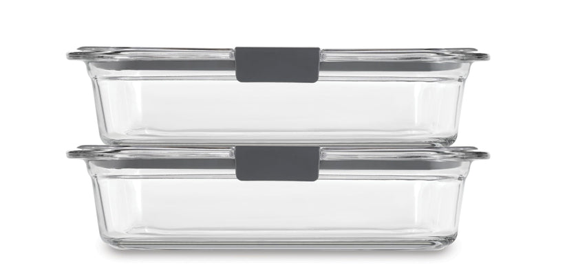Rubbermaid 2118315 Brilliance Glass Storage 8-Cup Food Containers with Lids, 2-Pack (4 Pieces Total), BPA Free and Leak Proof, Large, Clear 🍁 All In One Marketplace Canada