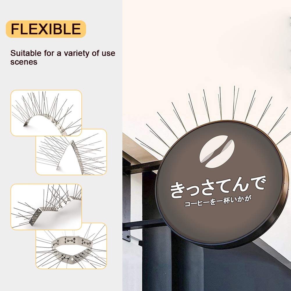 OFFO Bird Spikes with Stainless Steel Base, Durable Bird Repellent Spikes Arrow Pigeon Spikes Fence Kit for Deterring Small Bird, Crows and Woodpeckers, Covers 3.4 Feet(1.04m) 🍁 All In One Marketplace Canada
