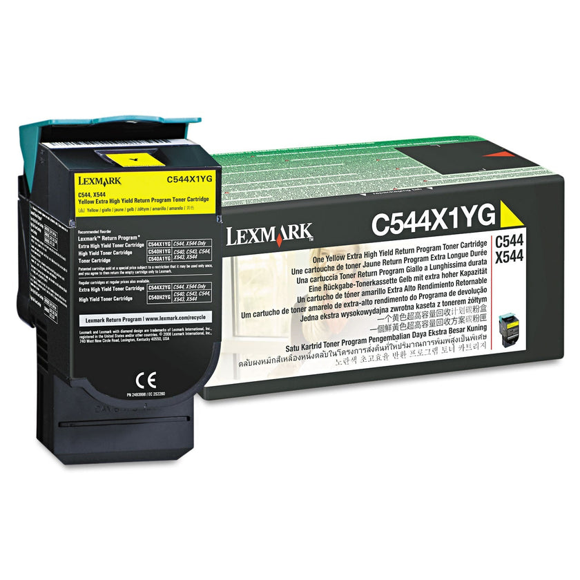 Lexmark C544X1YG Extra High Yield Laser Toner Cartridge, Yellow