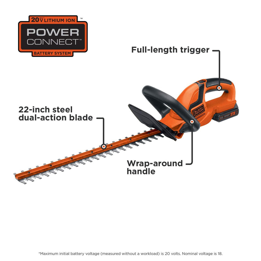 BLACK+DECKER 20V MAX* Cordless Hedge Trimmer, 22-Inch, Dual Action Blades (LHT2220-CA) 🍁 All In One Marketplace Canada