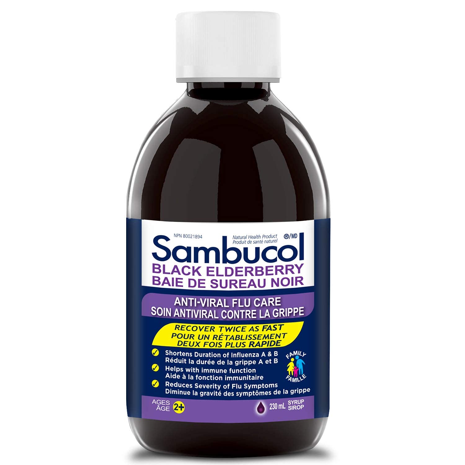 Sambucol Black Elderberry Anti-Viral Flu Care | Quickly Relieves Cold & Flu Symptoms | Immune Support & Antioxidant | Ideal for Families | Syrup, 230 mL, blue 🍁 All In One Marketplace Canada