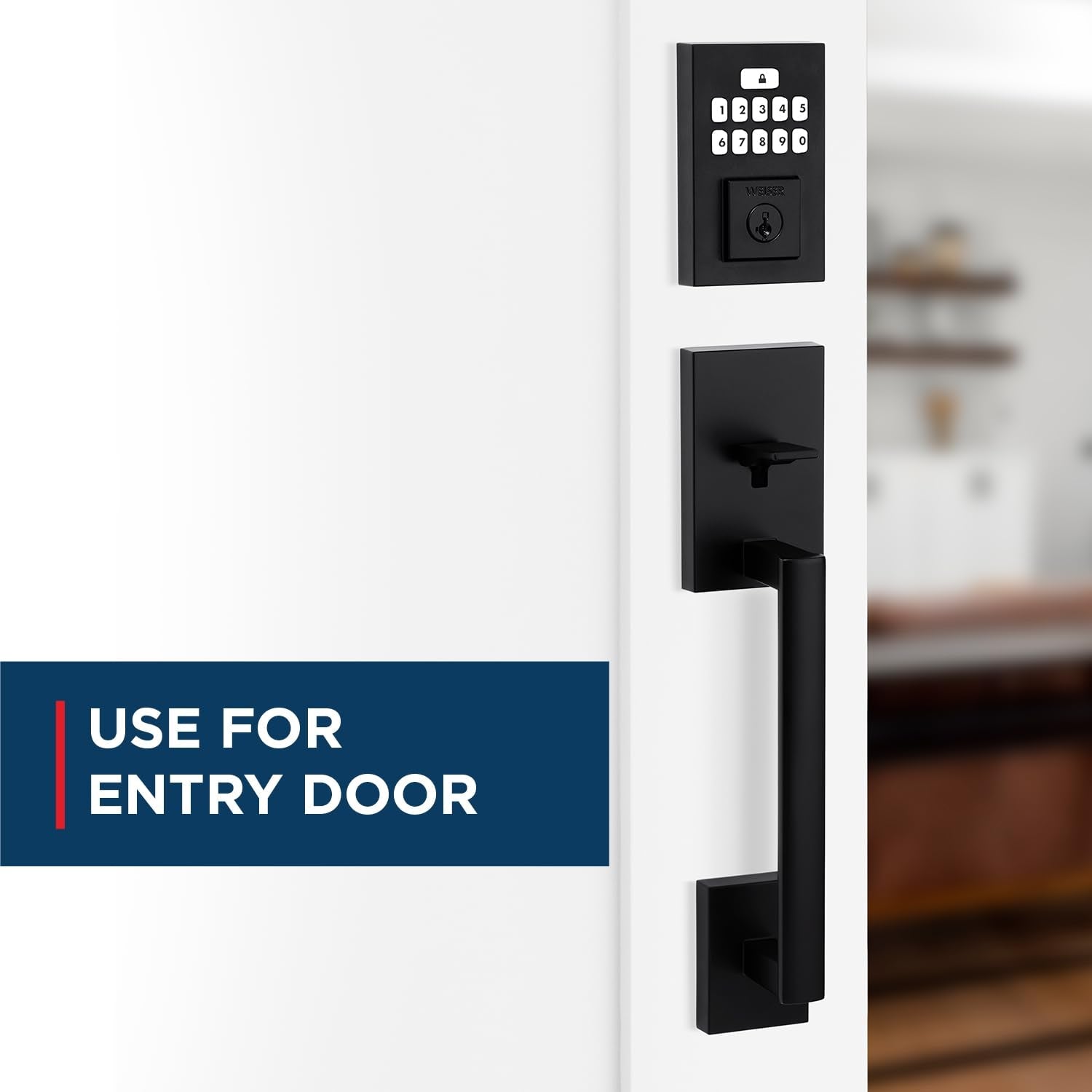 Weiser Matte Black Front Door Lock and Handle Set, SmartCode Keypad Door Lock with San Clemente Handleset & Halifax Interior Door Handle, Keyless Entry Door Lock, Front Door Handles with Deadbolt Lock 🍁 All In One Marketplace Canada