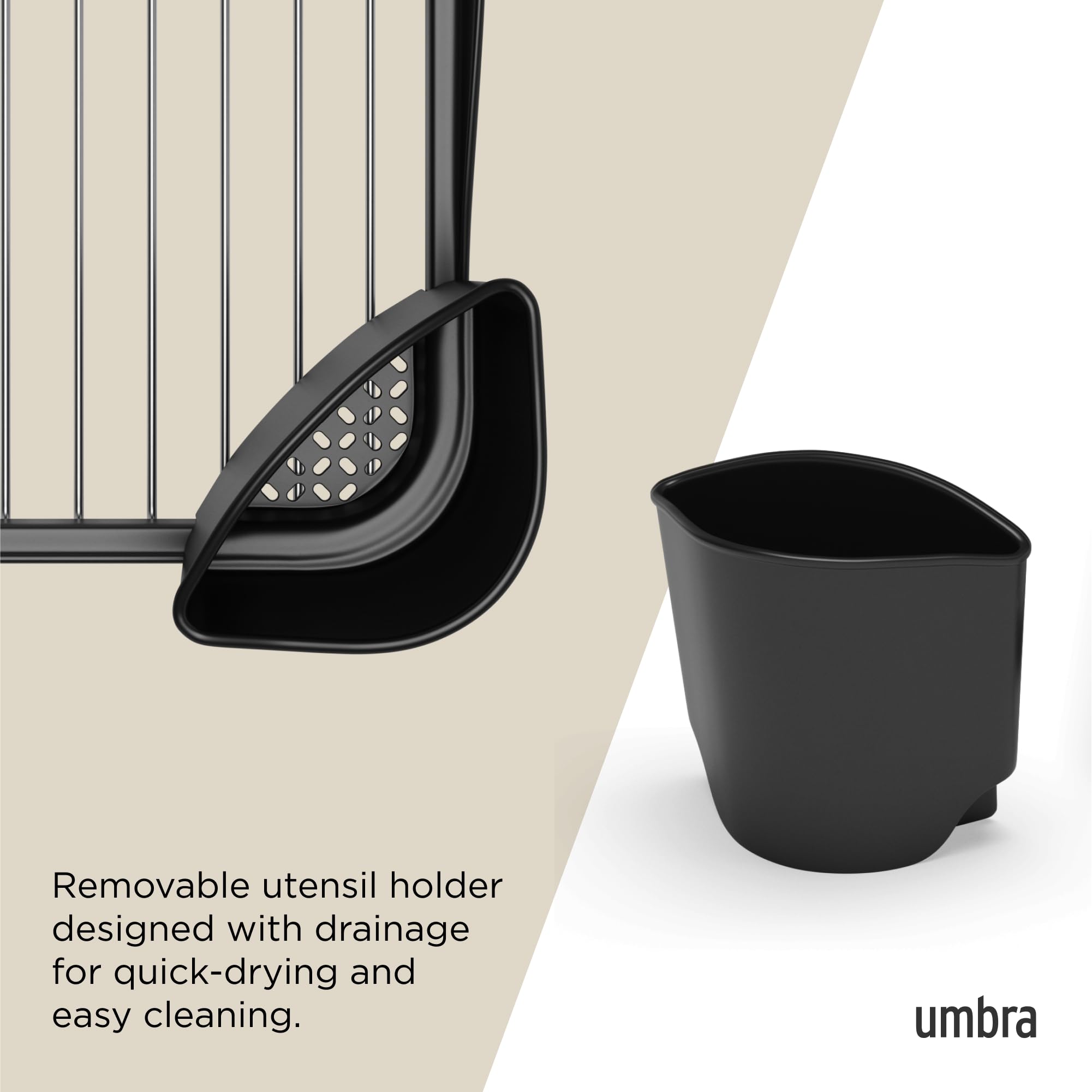 Umbra Sinkin Dish Drying Rack – Drainer Caddy with Removable Cutlery Holder – Use in Sink or On Counter, Standard, Black/Nickel 🍁 All In One Marketplace Canada
