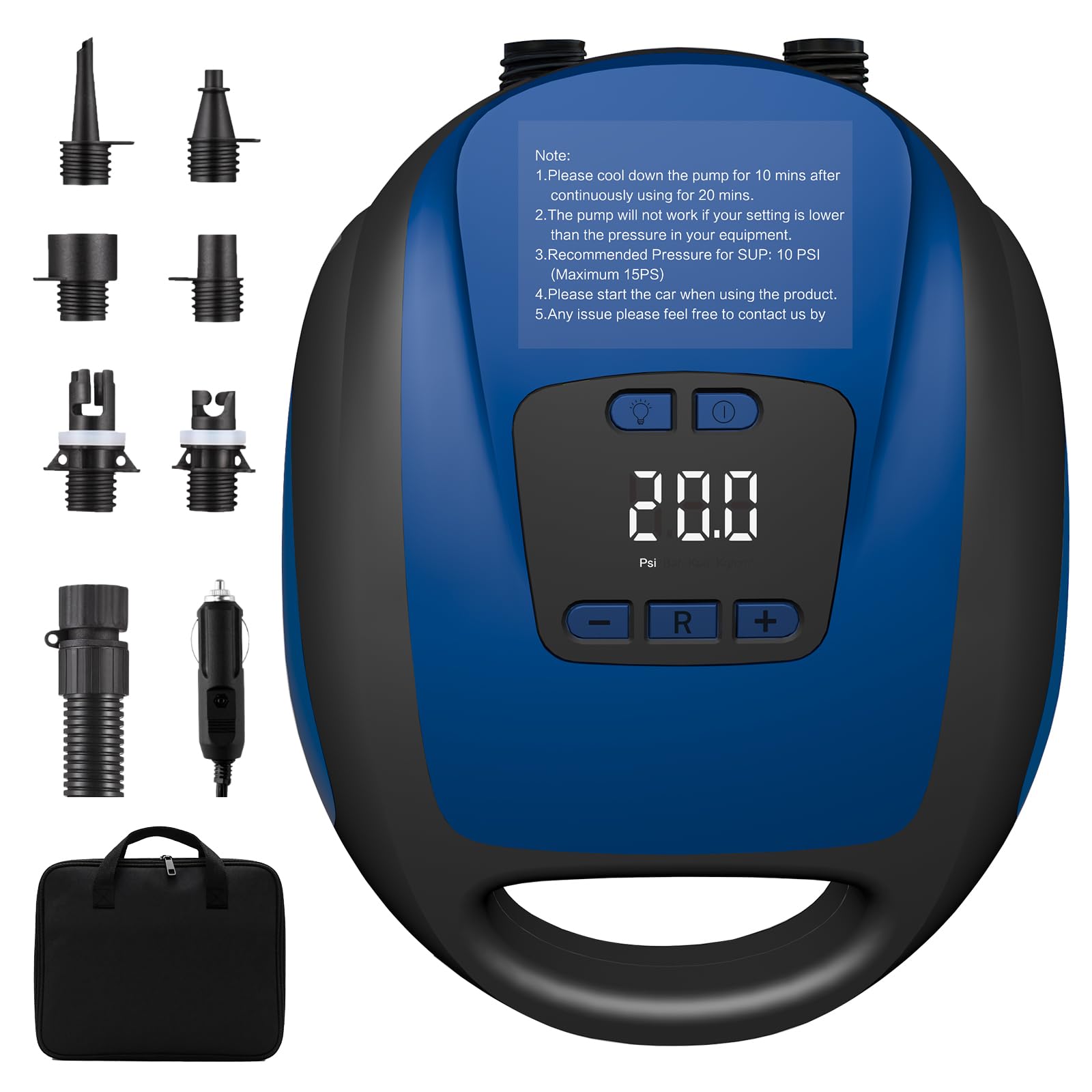 Paddle Board Pump, SUP Electric Air Pump, Portable 20 PSI Air Compressor, Auto-Off Inflation & Deflation Function with 12V DC Car Cigarette Lighter for Paddle Board,Inflatable Sups, Kayaks and Boats 🍁 All In One Marketplace Canada