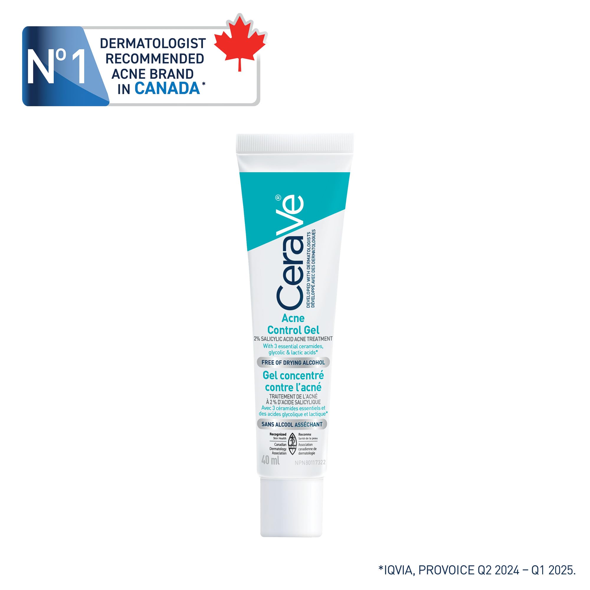 CeraVe Acne Control Gel For Face, Pimple & Pores, With Salicylic Acid, 3 Essential Ceramides, Niacinamides. Developed with Dermatologists, Non-Comedogenic, Oil-Free, Fragrance-Free, 40ml 🍁 All In One Marketplace Canada