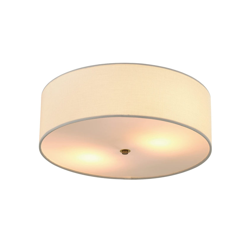 Globe Electric 60998 Kyle 2-Light Flush Mount Ceiling Light, Matte Brass, White Linen Shade 🍁 All In One Marketplace Canada
