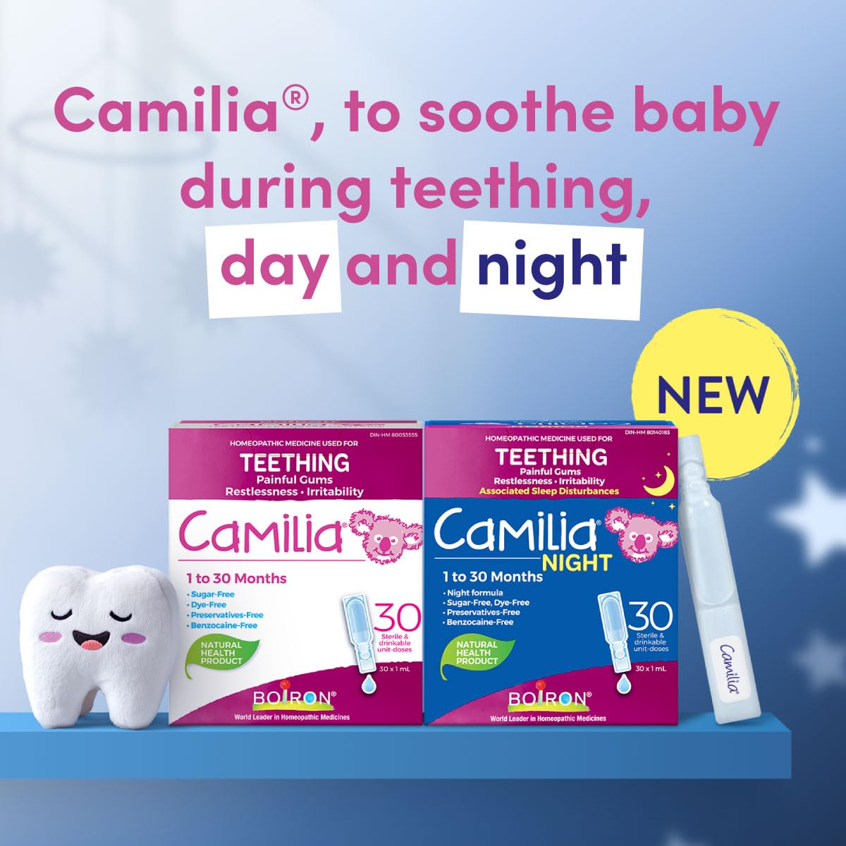 Boiron Camilia Baby Teething 60 unit-doses (twin pack). Camilia used for pain, restlessness, irritability and diarrhea due to teething. Benzocaine-Free and Preservative-Free,No Sugar, No Dye. 1 to 30 months 🍁 All In One Marketplace Canada