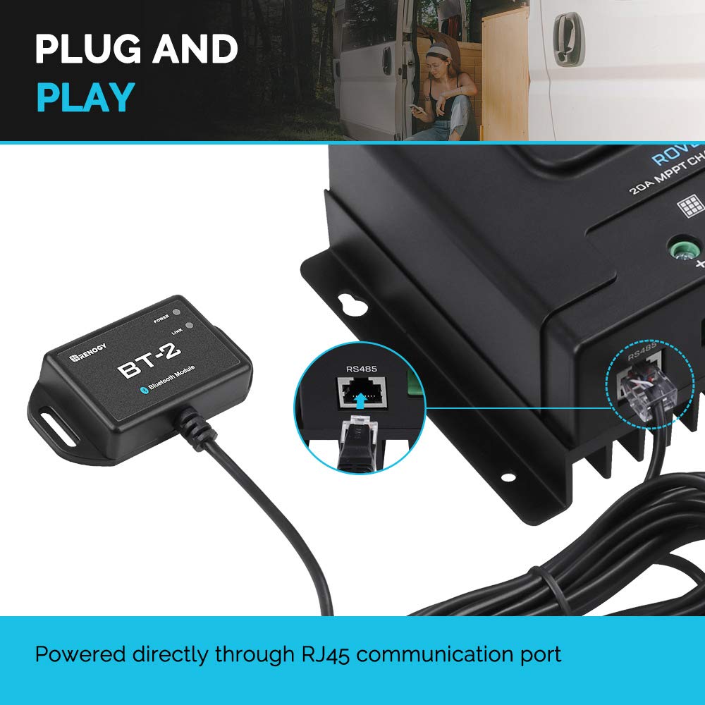 Renogy BT-2 Bluetooth Module RJ45 Communication Port Wirelessly Monitor Real-time Insight Precise Control, Compatible Solar Charge Controllers, Battery Charger, Inverter, BT-2 RS485 🍁 All In One Marketplace Canada