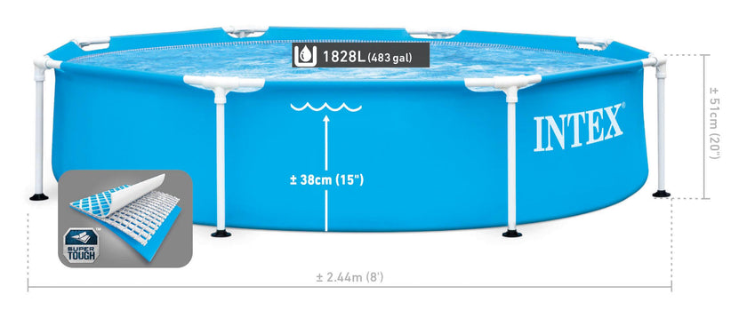 INTEX 28205EH Metal Frame Above Ground Swimming Pool: 8ft x 20in – Puncture-Resistant Material – Easy Assemble – Rust Resistant – 483 Gallon Capacity 🍁 All In One Marketplace Canada