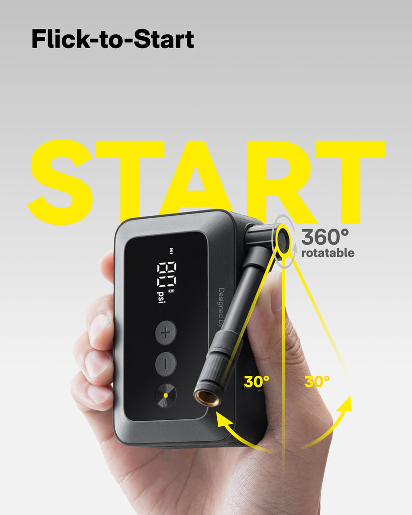 HOTO Electric Bike Pump, 150PSI Fast Inflate with Pressure Gauge, Mini Portable Bicycle Tire Inflator with Schrader & Presta Valve, for E-Bike, Road, Mountain, City and Fat Bikes, Motorcycle, BMX 🍁 All In One Marketplace Canada