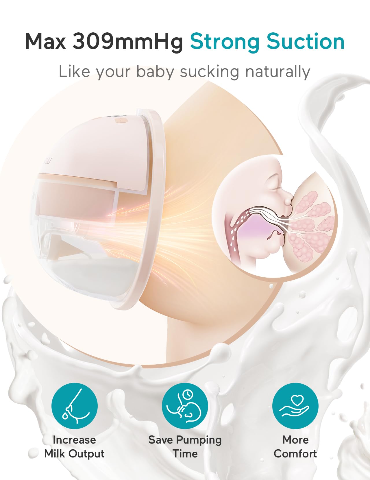 Paruu P16 Wearable Breast Pump, Hands-Free Portable Electric Breast Pump with 4 Modes & 12 Suction Levels, 309mmHg Max Powerful Suction, 19/21/24mm Flange Inserts, Wireless Breastfeeding Pump, 2 Pack 🍁 All In One Marketplace Canada