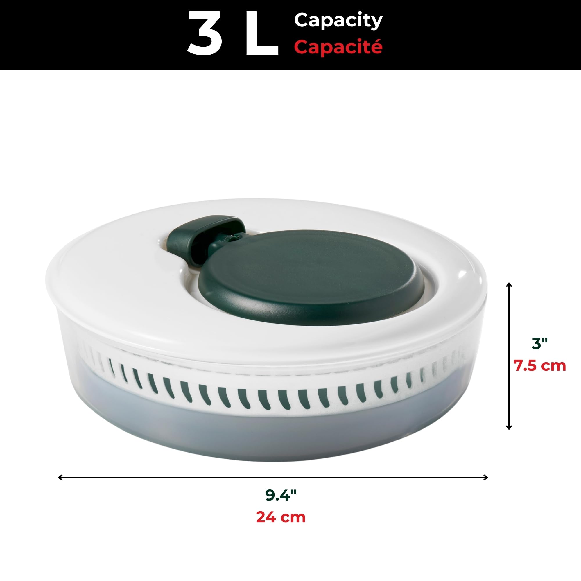 Starfrit Collapsible Salad Spinner 3L Capacity - Compact Storage - Basket Doubles as Colander - Bowl Can Be Used For Serving 🍁 All In One Marketplace Canada