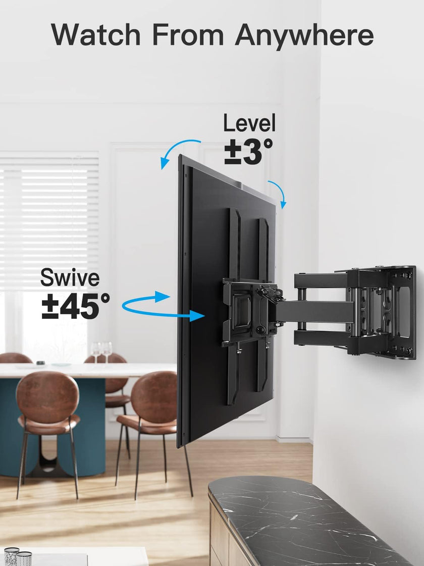 Pipishell Full Motion TV Wall Mount for 26-74 inch TVs, up to 99lbs Max VESA 400x400mm, Wall Mount TV Bracket with Articulating Swivel Extension Tilting Leveling for LED LCD OLED 4K Flat Curved Screen 🍁 All In One Marketplace Canada