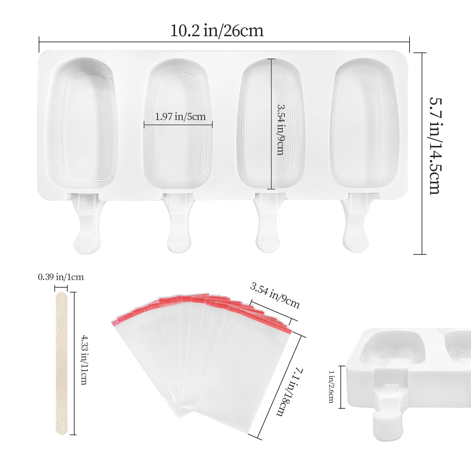 Popsicle Molds 2Pcs, Silicone Ice Cream Molds ice Lolly Moulds with Lid, 100 Sticks and 50 Bags for Ice Pop Cakesicle Dessert, BPA Free 🍁 All In One Marketplace Canada