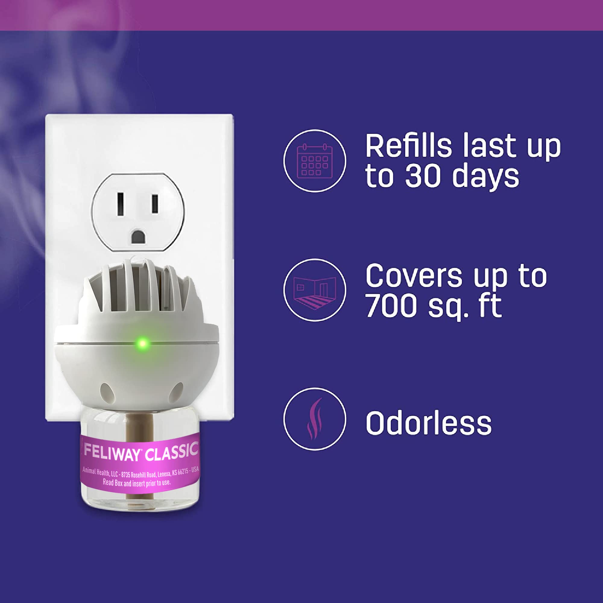 FELIWAY Classic Diffuser Refill Value Pack, Promotes Calmness in Cats & Kittens, VHP Registered NN.P4B8, includes 3 Refills, Lasts 90 Days, Cat Calming Pheromones, 3 x 48ml 🍁 All In One Marketplace Canada