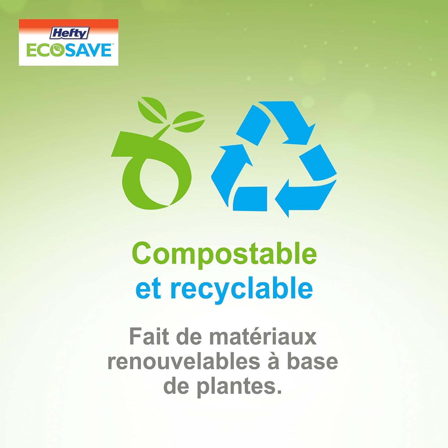 Hefty ECOSAVE Compostable Disposable Paper Plates Dinner 10