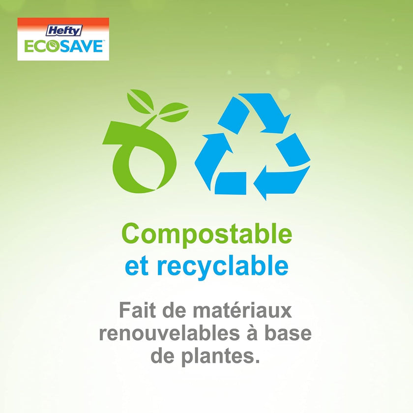 Hefty ECOSAVE Compostable Disposable Paper Plates Dinner 10