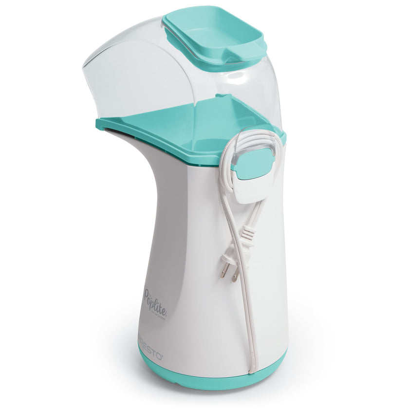 Presto 04869 Poplite Hot Air Popcorn Popper - Built-In Measuring Cup + Melts Butter, Easy to Clean, Built-In Cord Wrap, 18 Cups, Aqua/White 🍁 All In One Marketplace Canada