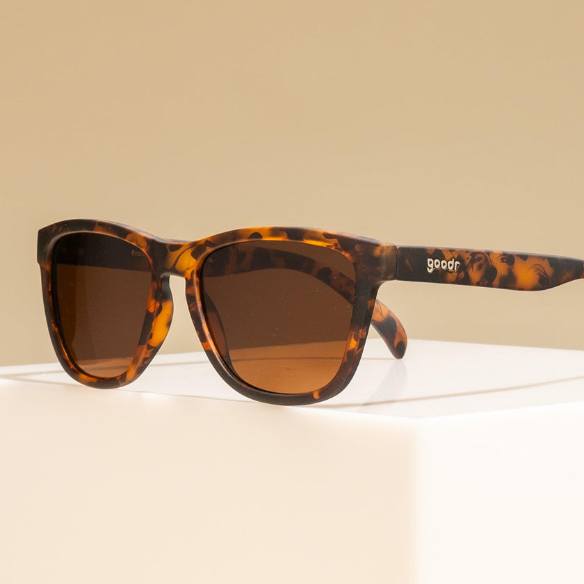 goodr Bosley's Basset Hound Dreams Polarized Sunglasses, Medium Sized (OG), Brown Translucent Frames with Brown Non-Reflective Glare Reducing Lenses, UV400 Protection, No Slip, No Bounce 🍁 All In One Marketplace Canada