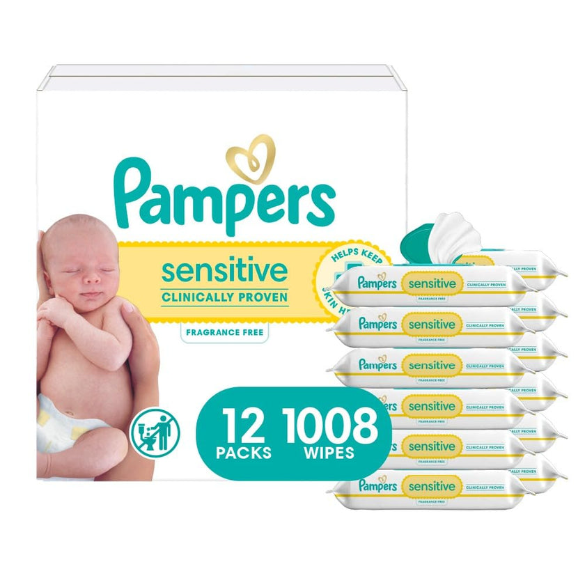 Pampers Baby Wipes Sensitive Perfume Free 12X Pop-Top Packs, 1 Pack (Count of 1008) 🍁 All In One Marketplace Canada