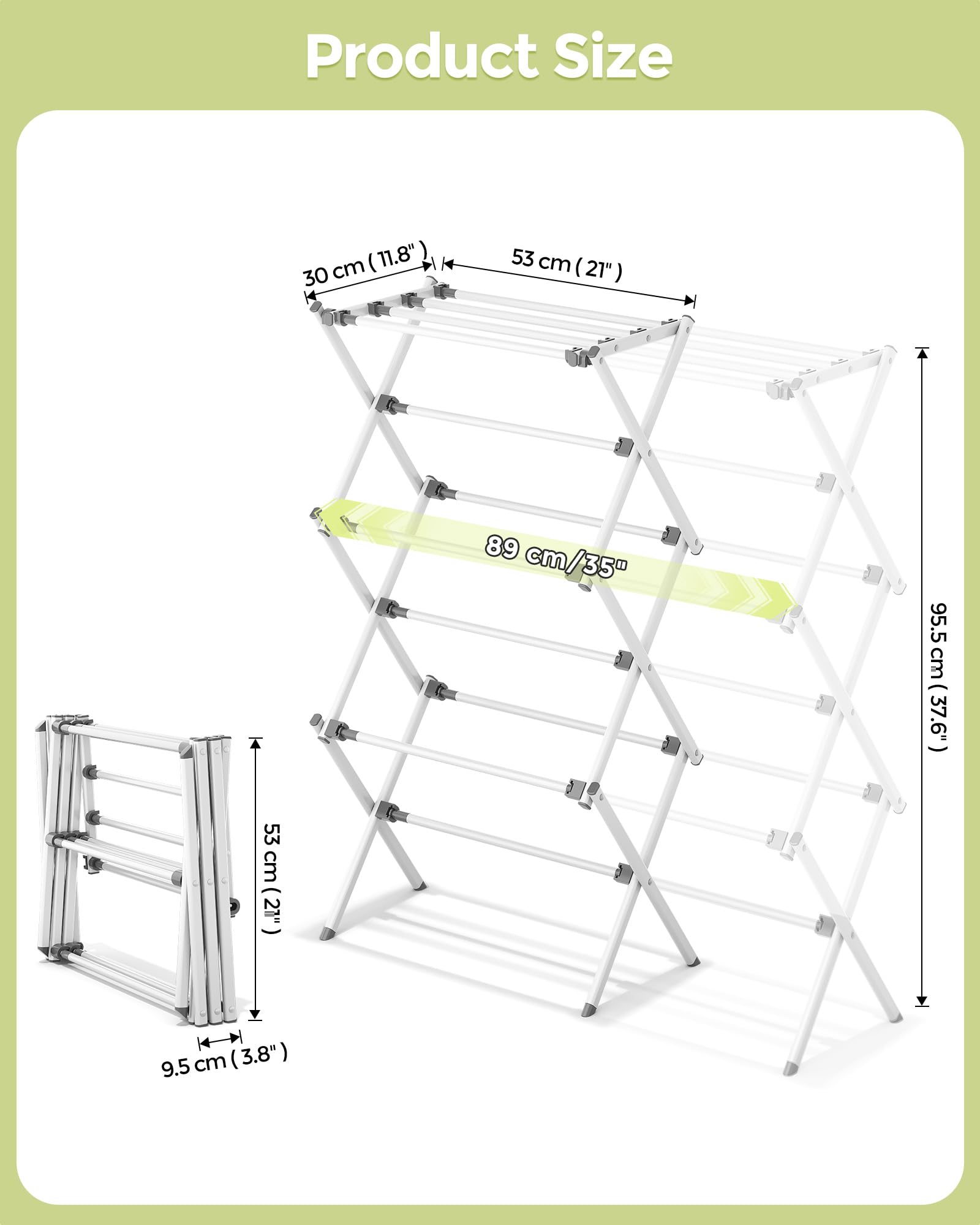 APEXCHASER Clothes Drying Rack, Expandable Drying Rack Clothes, Collapsible 3 Tiers Foldable Laundry Rack Indoor, for Baby Clothe Towels Bibs, White, 37.6inch 🍁 All In One Marketplace Canada
