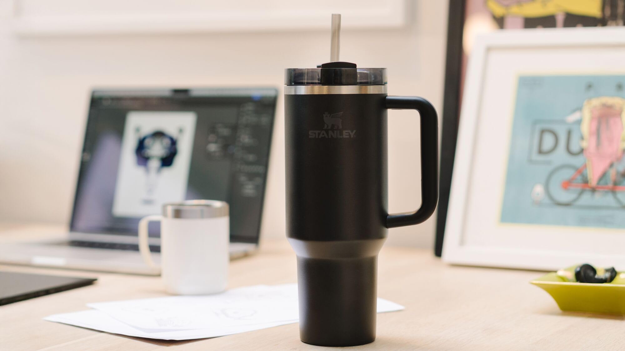 Stanley Quencher H2.0 Tumbler with Handle and Straw 40 oz | Flowstate 3-Position Lid | Cup Holder Compatible for Travel | Insulated Stainless Steel Cup | BPA-Free | Black 2.0 🍁 All In One Marketplace Canada