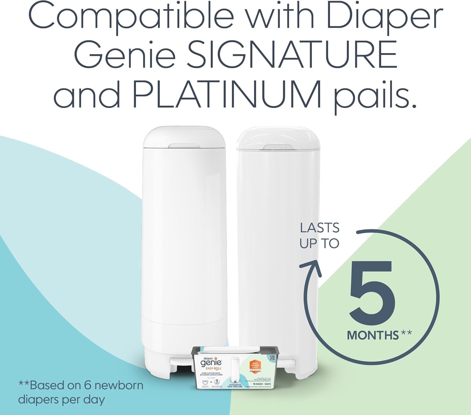 Diaper Genie Easy Roll Refill with 18 Bags - for the Diaper Genie Signature and Platinum pails | Lasts Up to 5 Months or Holds Up to 846 newborn Diapers Per Refill blue 1 Count 🍁 All In One Marketplace Canada