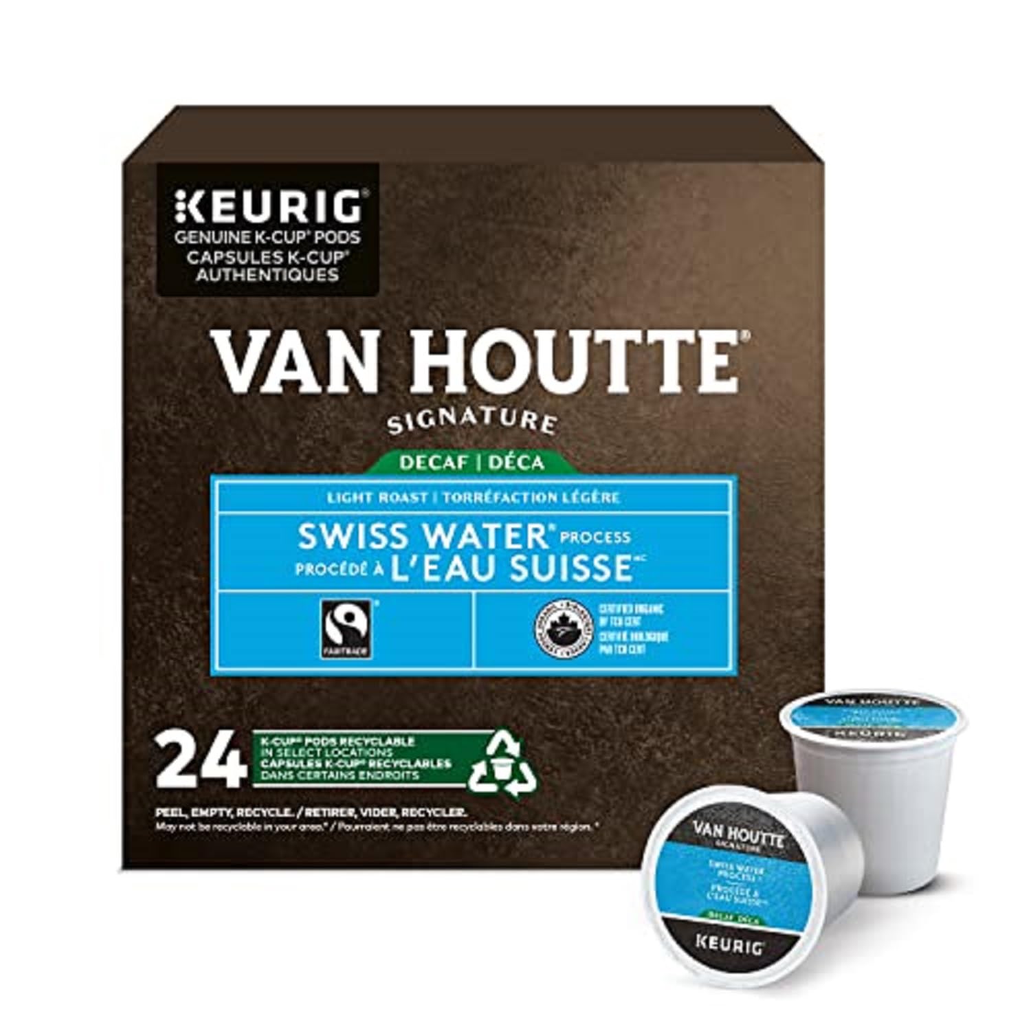 Van Houtte Swiss Water Decaf Fair Trade Organic K-Cup Coffee Pods, 24 Count For Keurig Coffee Makers 🍁 All In One Marketplace Canada