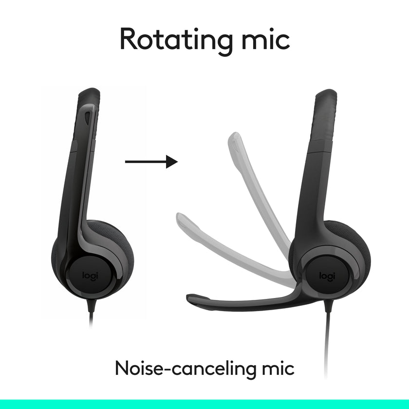 Logitech H391 Wired Headset for PC/Laptop, Stereo Headphones with Noise Canceling Microphone, USB-C, in-Line Controls, Works with Chromebook - Graphite 🍁 All In One Marketplace Canada
