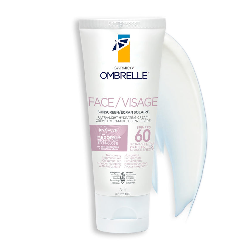 Garnier Ombrelle Ultra Light Face Sunscreen Lotion SPF 60, Broad Spectrum UVA/UVB Very High Protection, For Sensitive Skin, Travel size, Non-Greasy, Non-Sticky, Water Resistant, 75ml 🍁 All In One Marketplace Canada