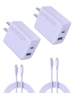 Anker iPhone 16 Charger, 2-Pack 20W Fast USB C Charger Block, for iPhone 16/16 Pro Max/15 Series/iPad Pro and More (Purple, 2 Pack & 2 Cable) 🍁 All In One Marketplace Canada