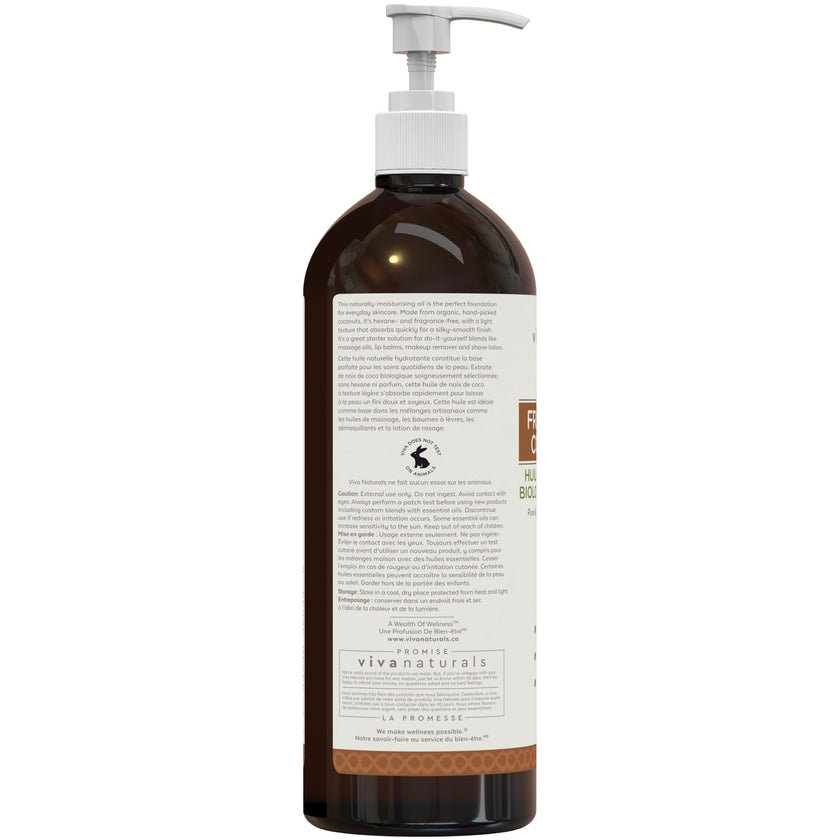 Viva Naturals Organic Fractionated Coconut Oil – Pure Massage Oils for Massage Therapy, Coconut Oil for Skin & Hair, Lightweight Carrier Oil for Essential Oils, 16 fl oz 🍁 All In One Marketplace Canada