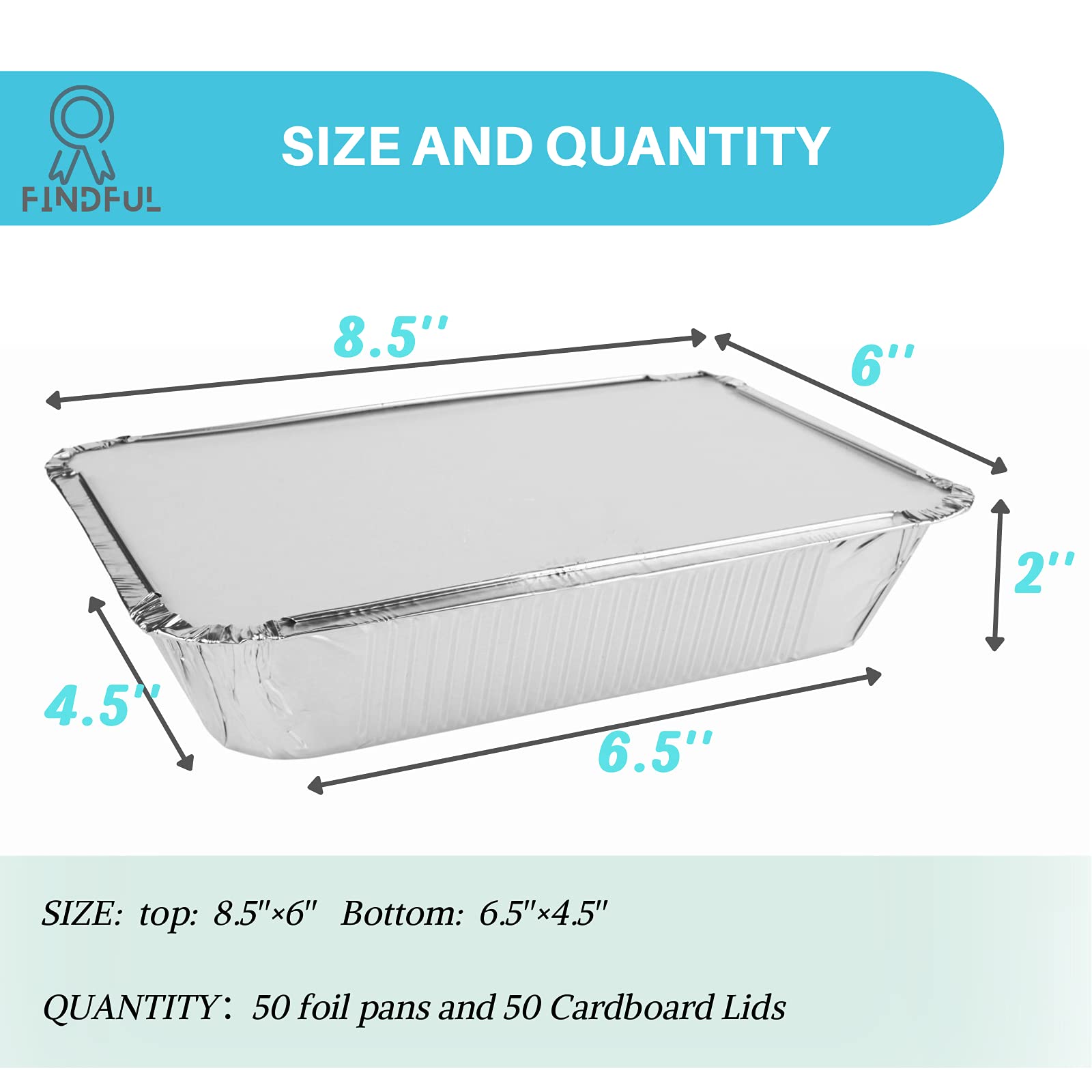 Aluminum Pans with Lids (50-Pack, 8.5