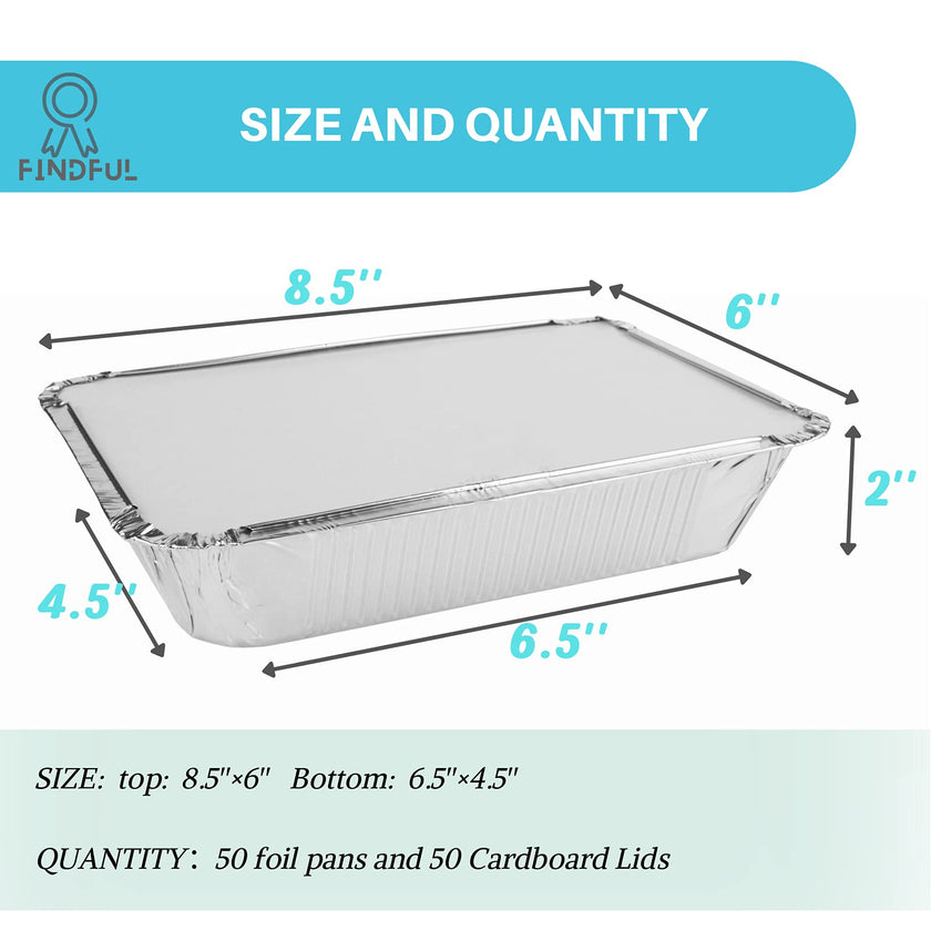 Aluminum Pans with Lids (50-Pack, 8.5