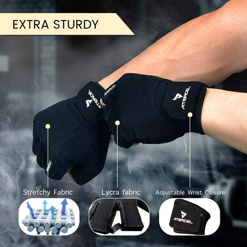 ATERCEL Workout Gloves for Men and Women, Exercise Gloves for Weight Lifting, Cycling, Gym, Training, Breathable and Snug fit (Black, M) 🍁 All In One Marketplace Canada